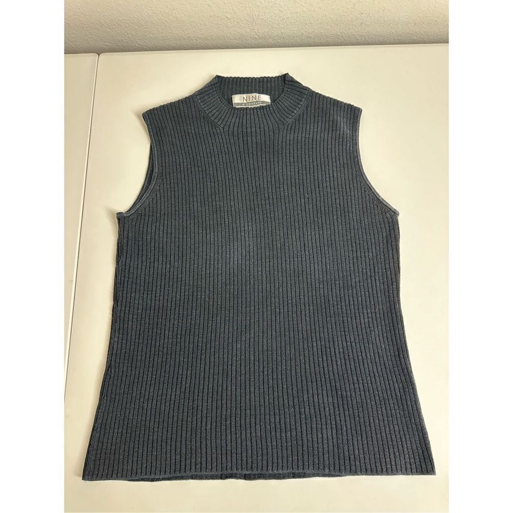 Nine & Company Silk Blend Black Tank Tops Turtle Neck Size M